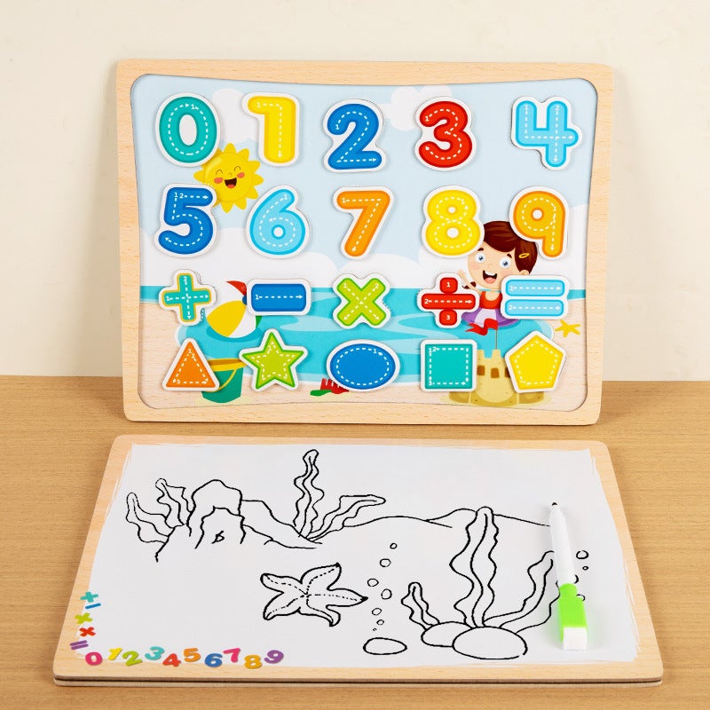 Teaching Wooden Kidsren'S Educational Magnetic Puzzles 3-6 Years Old Double-Sided Small Drawing Board Writing Erasable Toys - Image 5